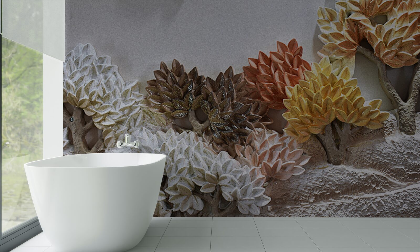 Фотошпалери відтінки ліжка нагадують осінь у холодному лісі