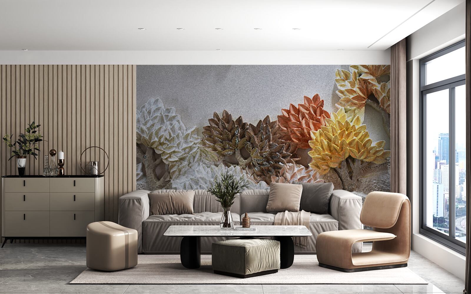 Фотошпалери відтінки ліжка нагадують осінь у холодному лісі