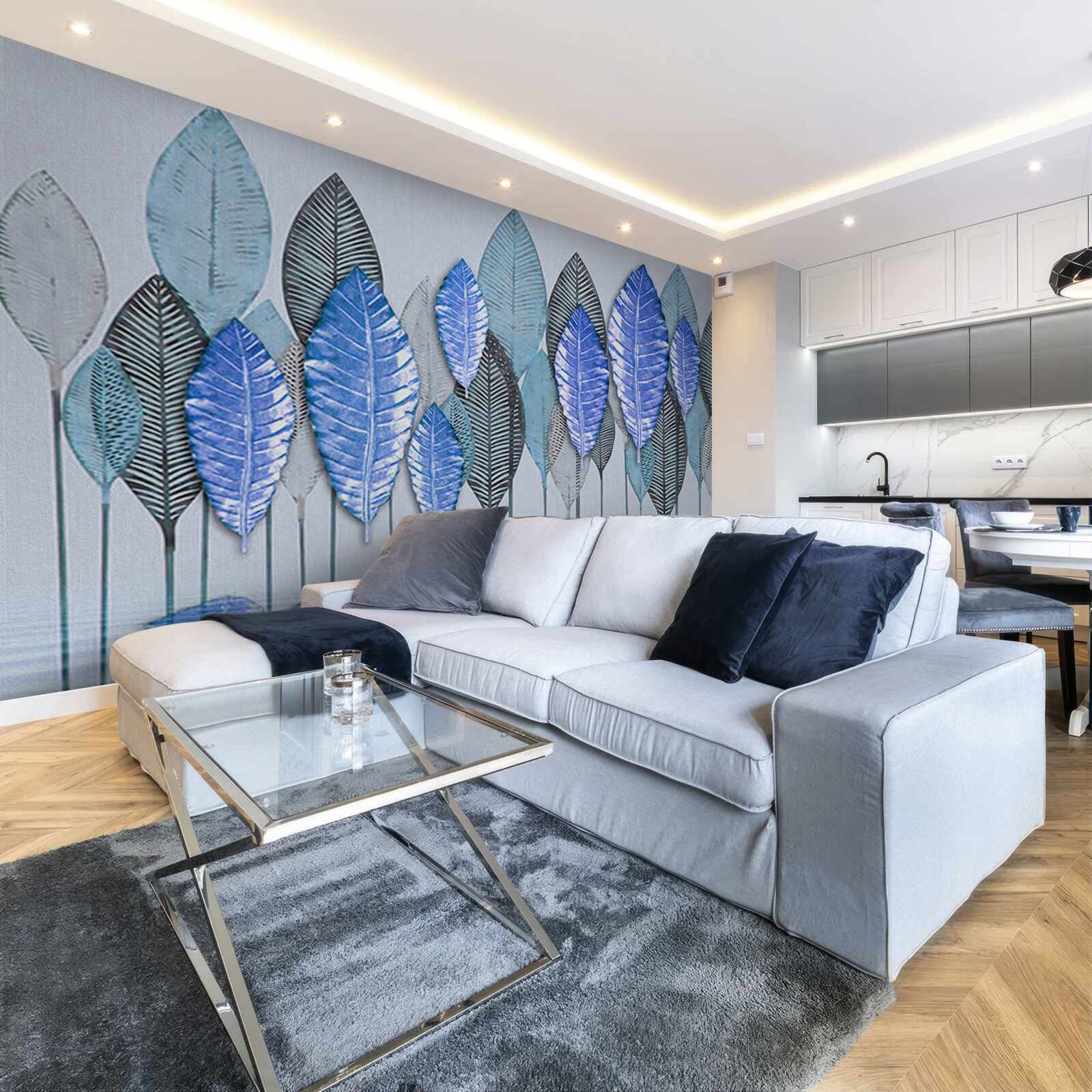 Фотошпалери ліс, занурений в абстракцію, під завісою дощу