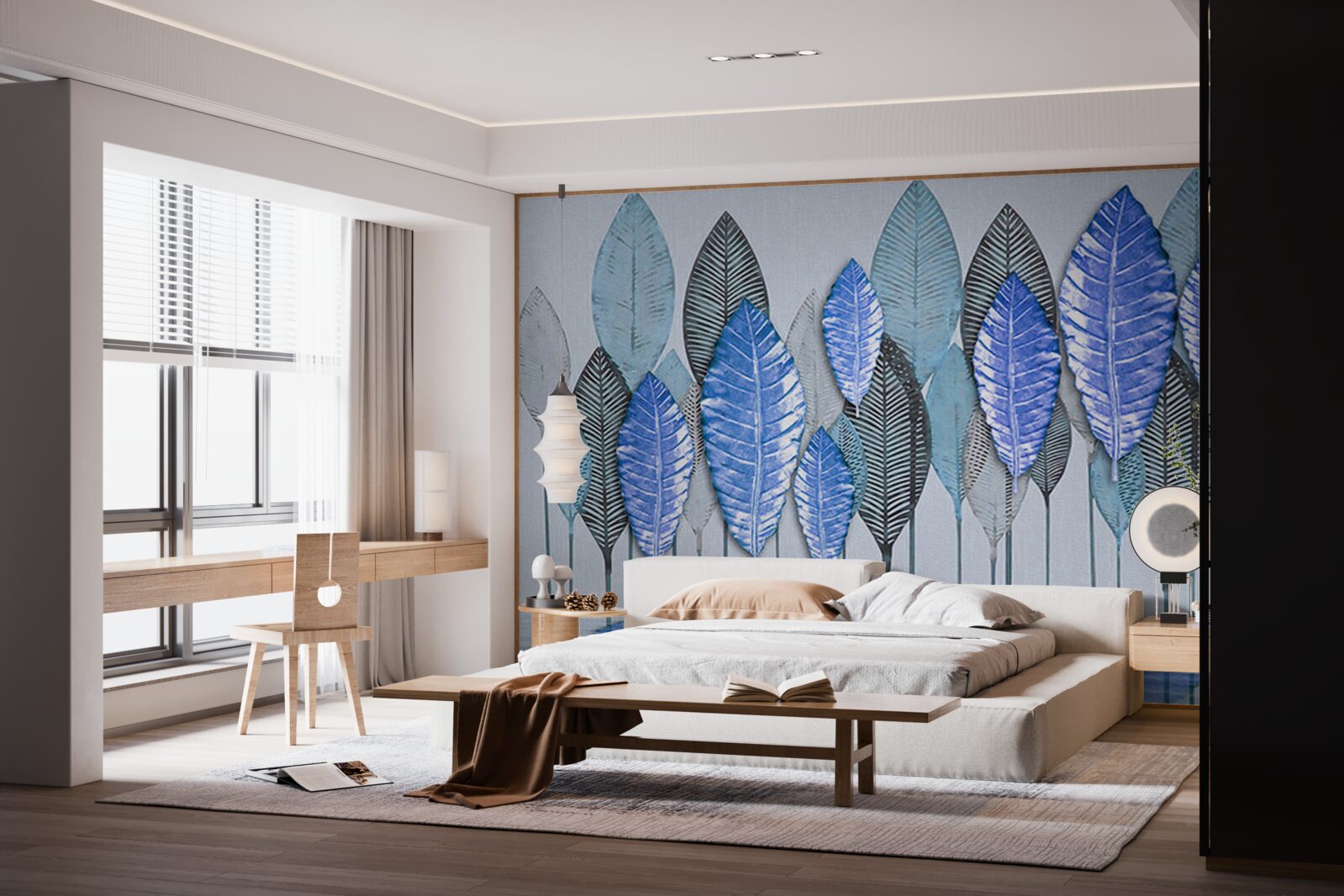 Фотошпалери ліс, занурений в абстракцію, під завісою дощу