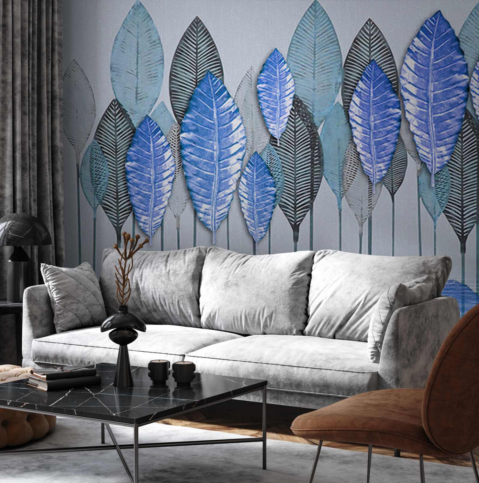 Фотошпалери ліс, занурений в абстракцію, під завісою дощу