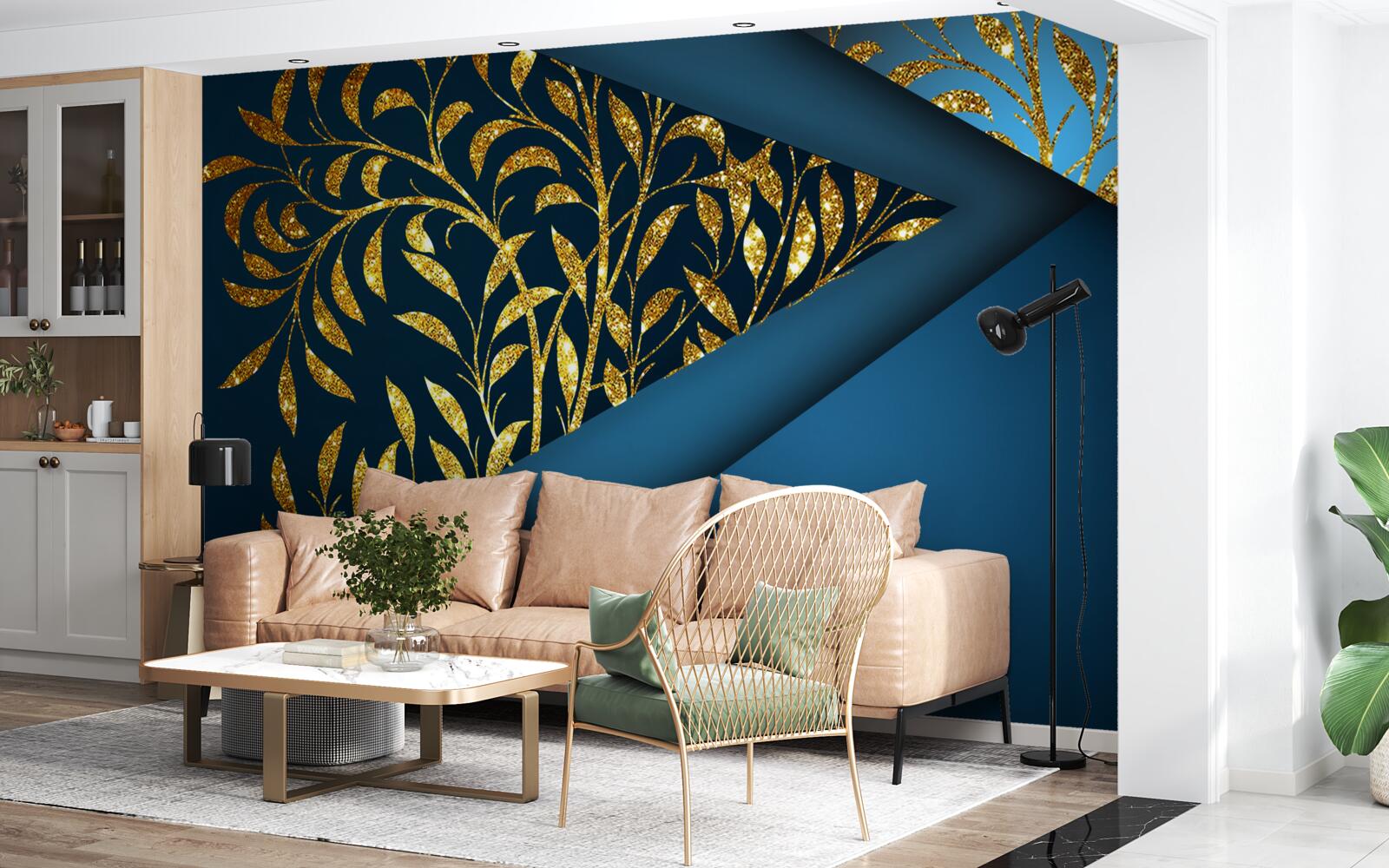 Фотошпалери пшениця сяє золотом під нічним небом