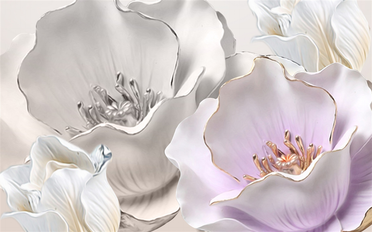 Фотошпалери квіти витончені та білі, як порцеляна