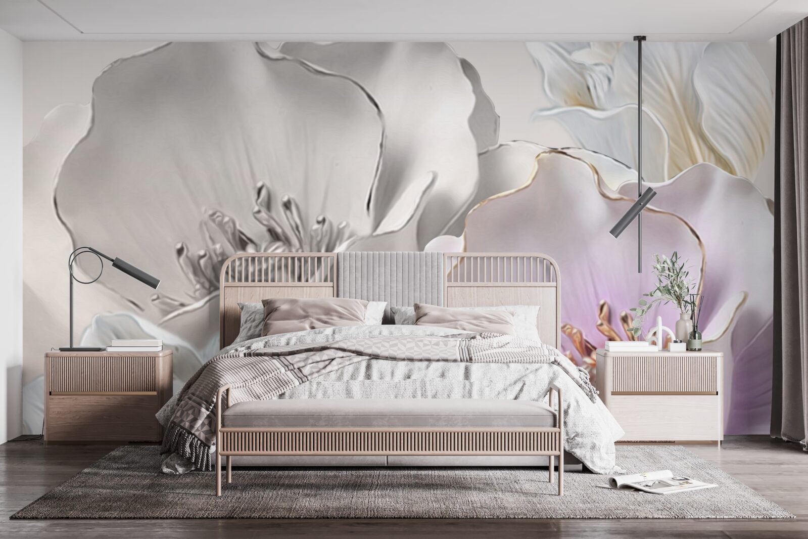 Фотошпалери квіти витончені та білі, як порцеляна