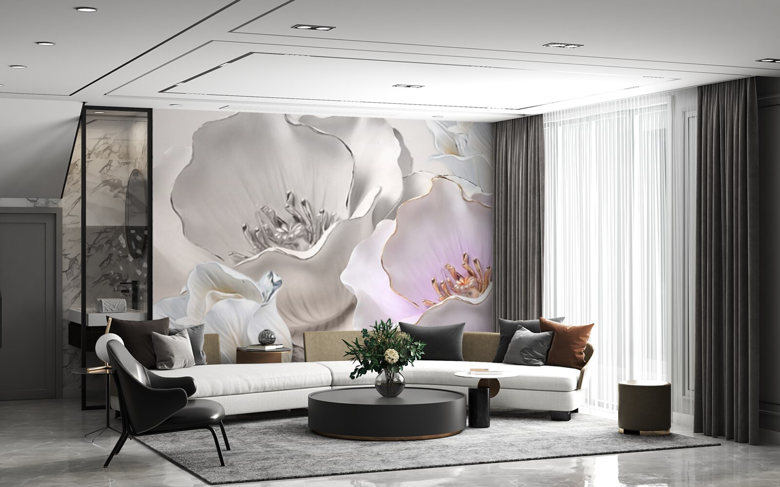 Фотошпалери квіти витончені та білі, як порцеляна