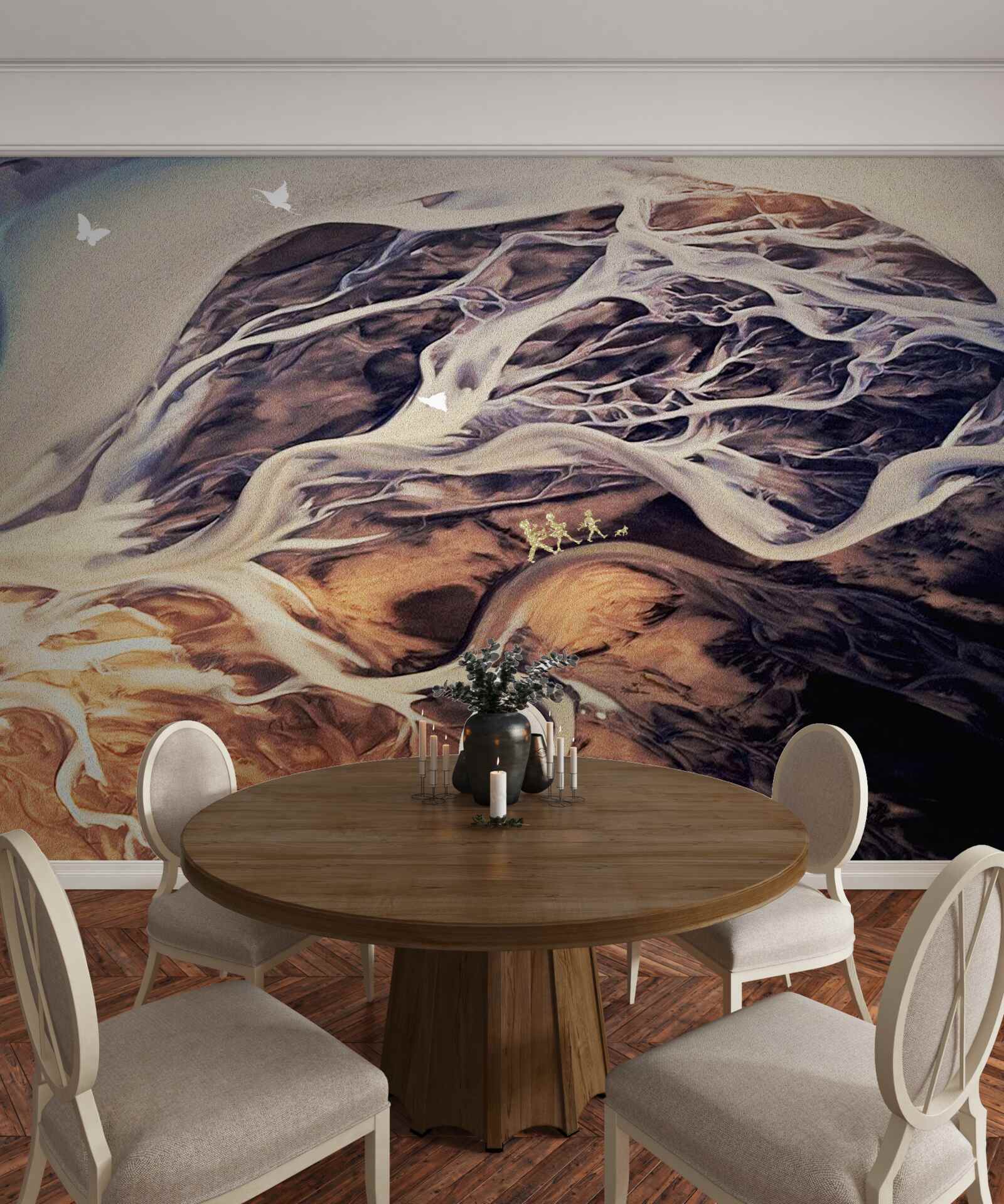 Фотошпалери фальшивий силует дерева, намальований на піску