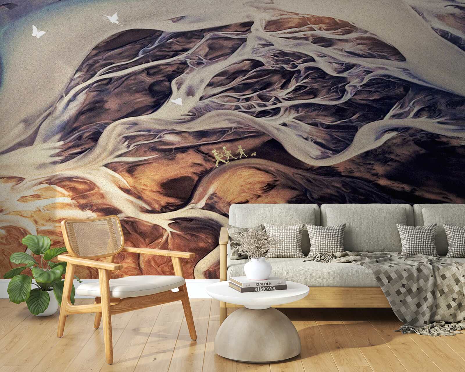 Фотошпалери фальшивий силует дерева, намальований на піску