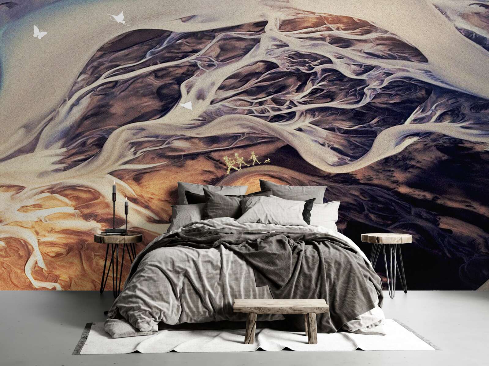 Фотошпалери фальшивий силует дерева, намальований на піску