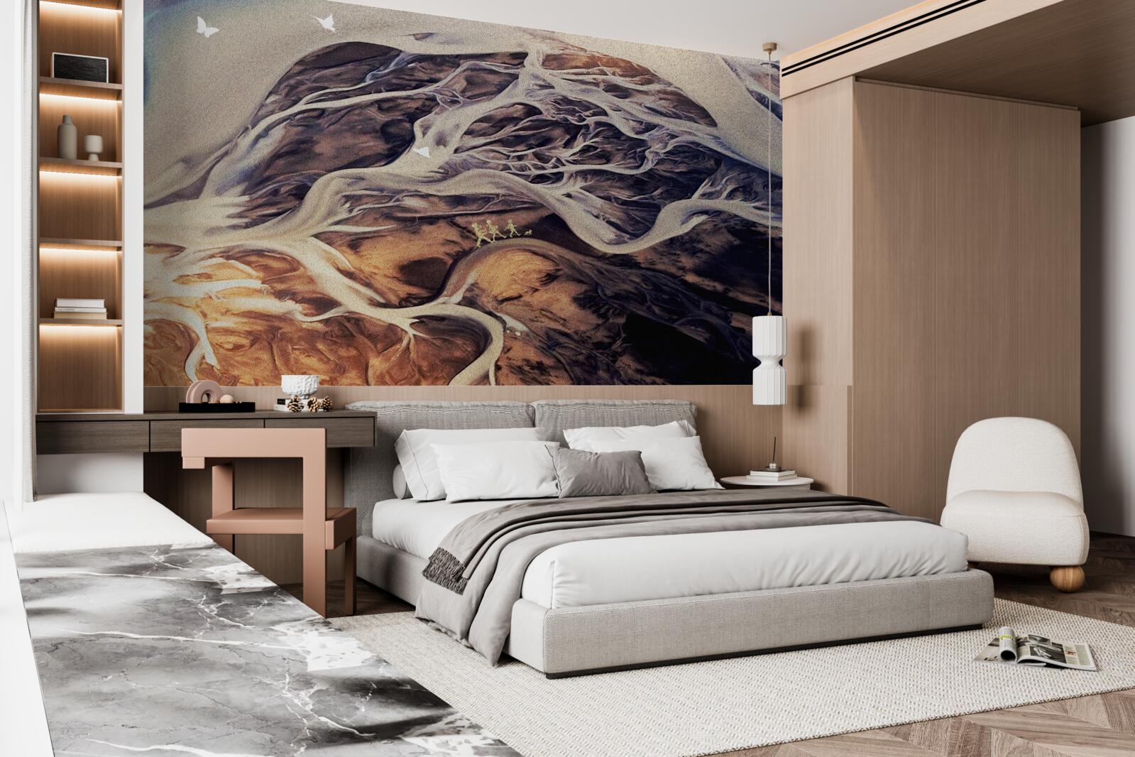 Фотошпалери фальшивий силует дерева, намальований на піску