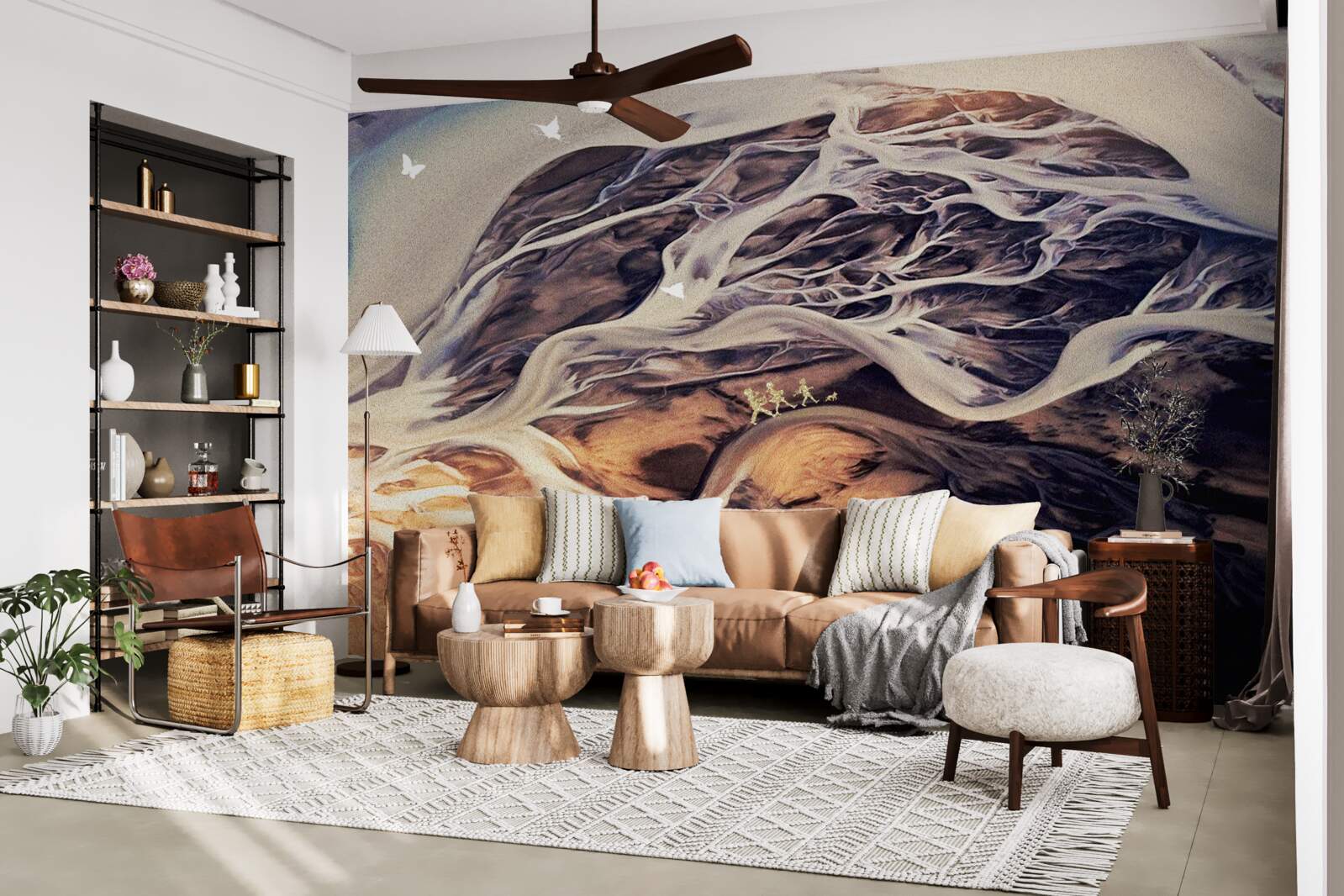 Фотошпалери фальшивий силует дерева, намальований на піску