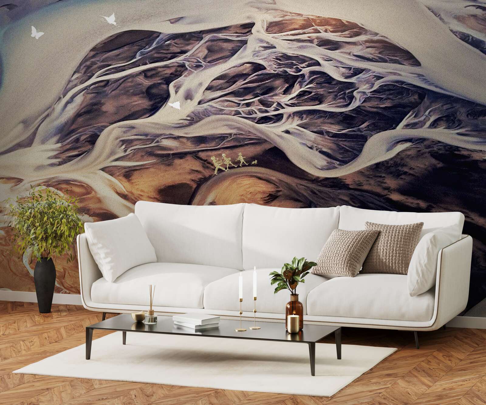 Фотошпалери фальшивий силует дерева, намальований на піску