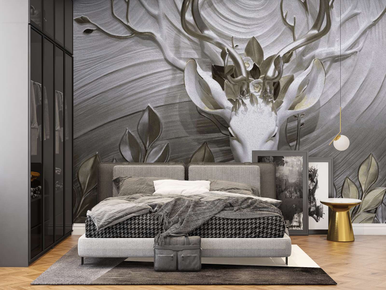 Фотошпалери величний олень з дивовижними рогами