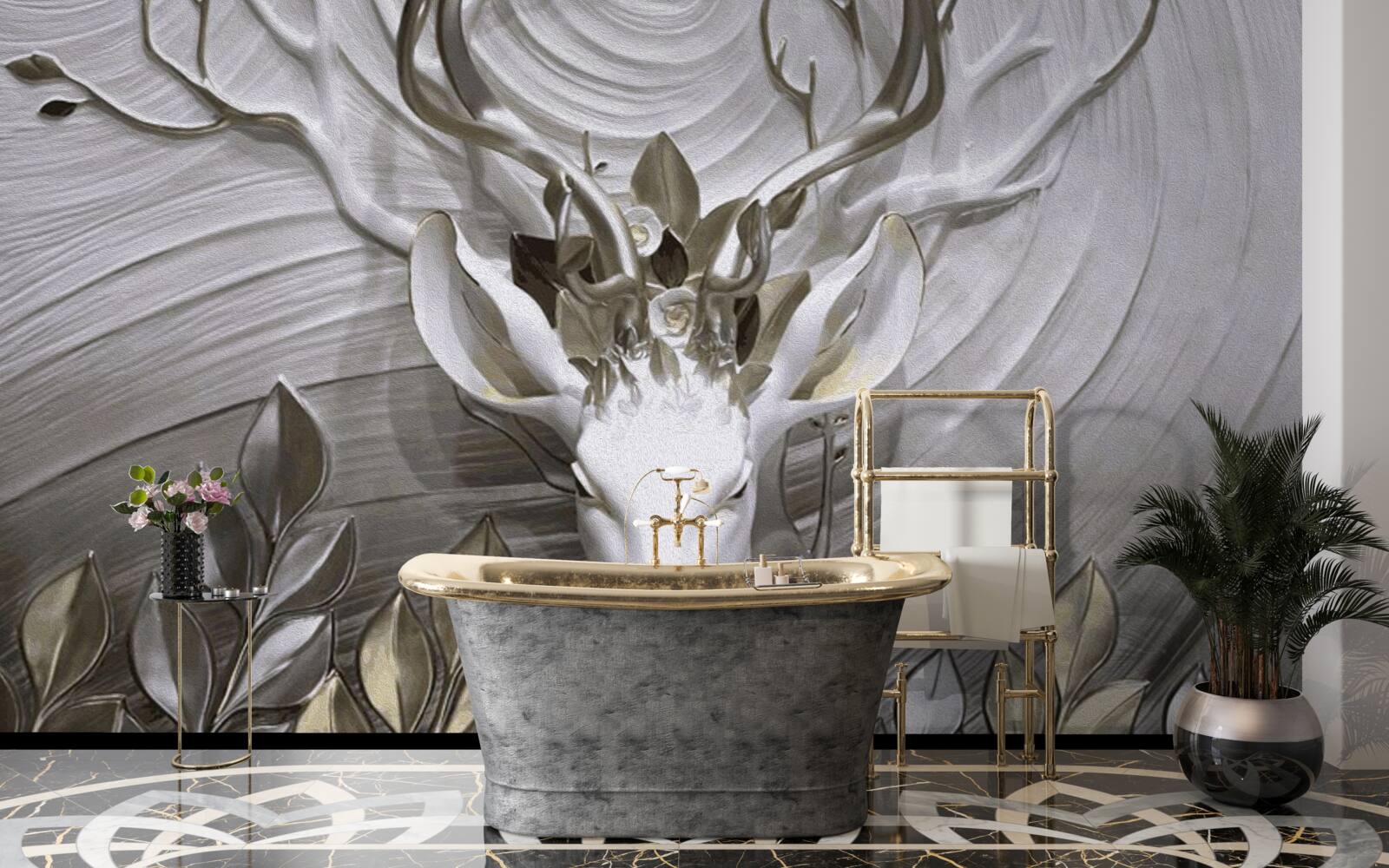 Фотошпалери величний олень з дивовижними рогами