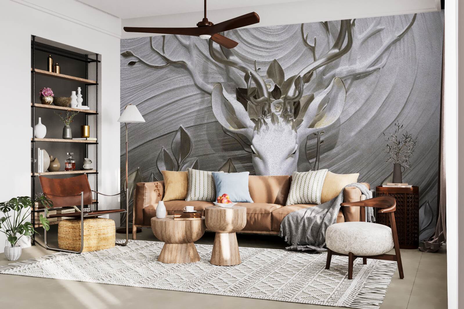 Фотошпалери величний олень з дивовижними рогами