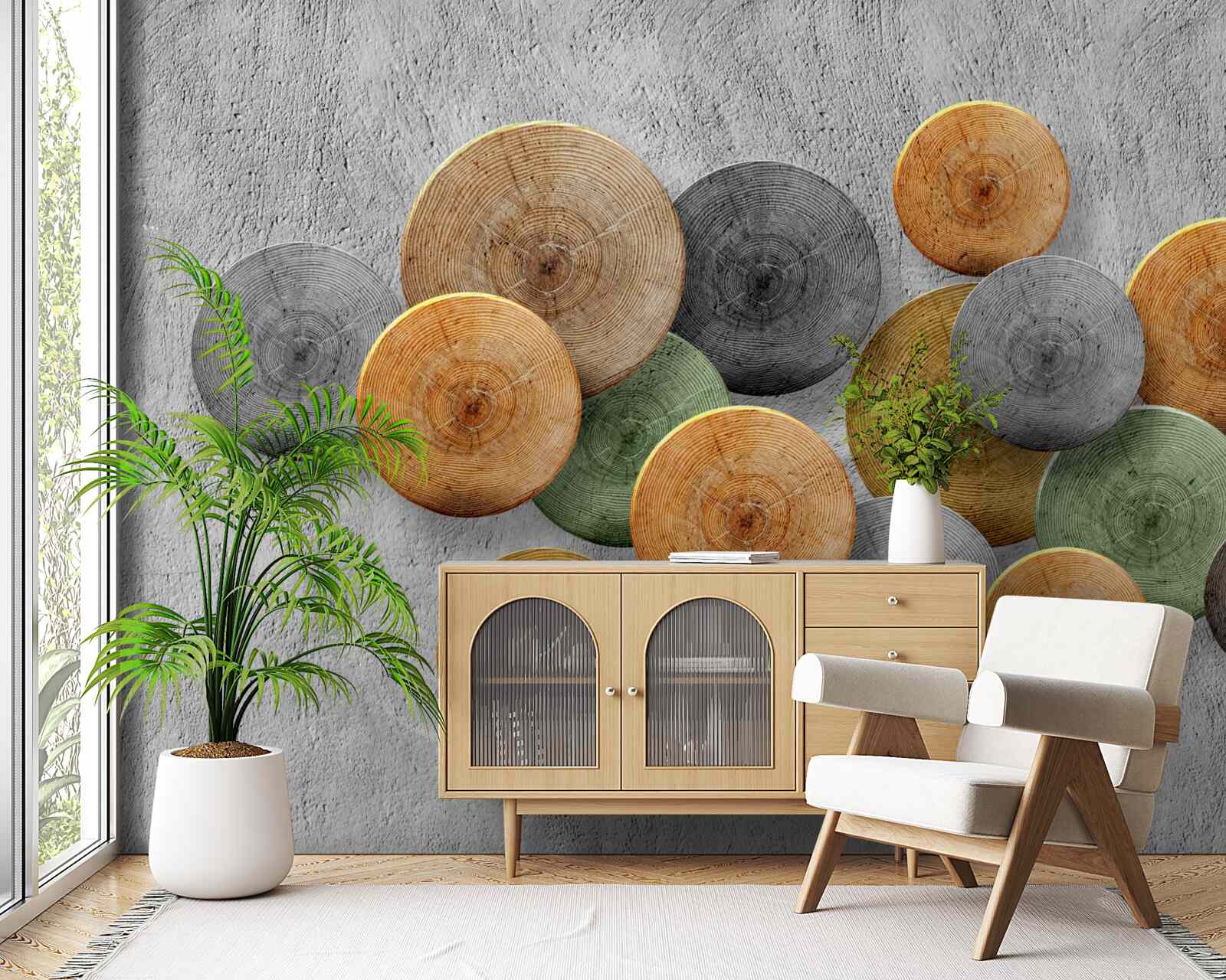 Фотошпалери зрізи дерева з різними відтінками