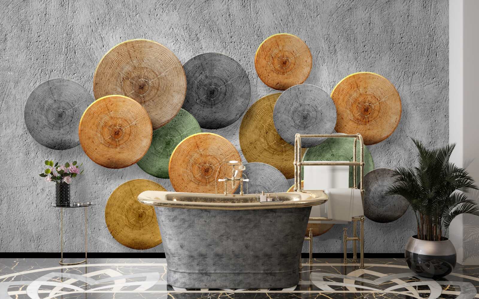 Фотошпалери зрізи дерева з різними відтінками