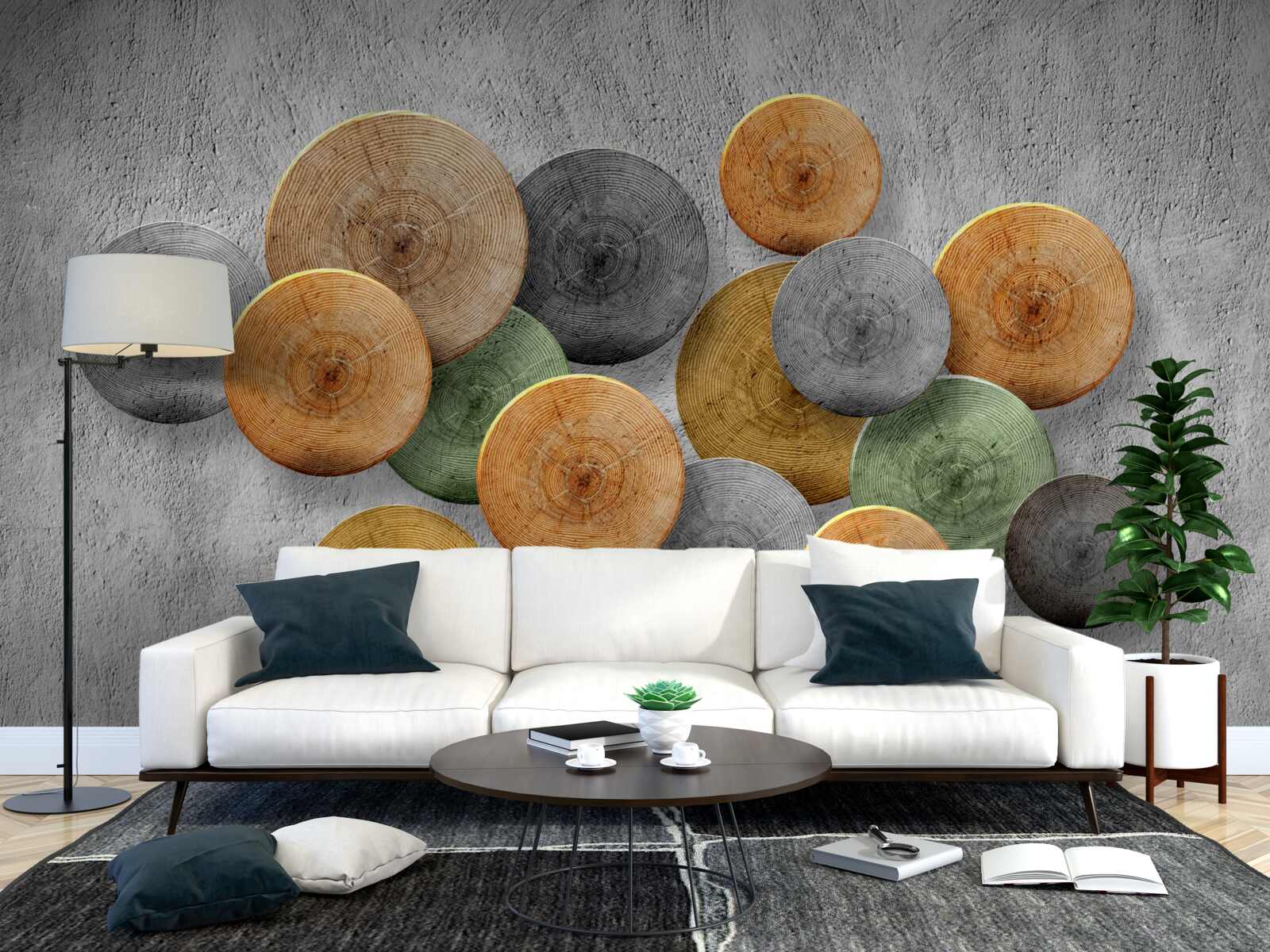 Фотошпалери зрізи дерева з різними відтінками