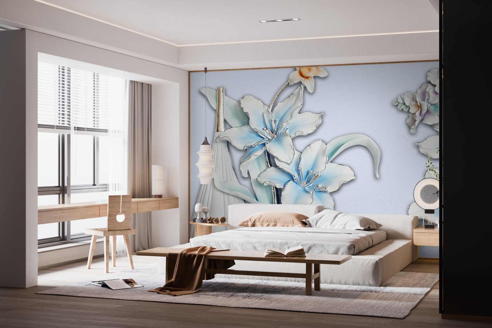 Фотошпалери букет білих і блакитних лілій