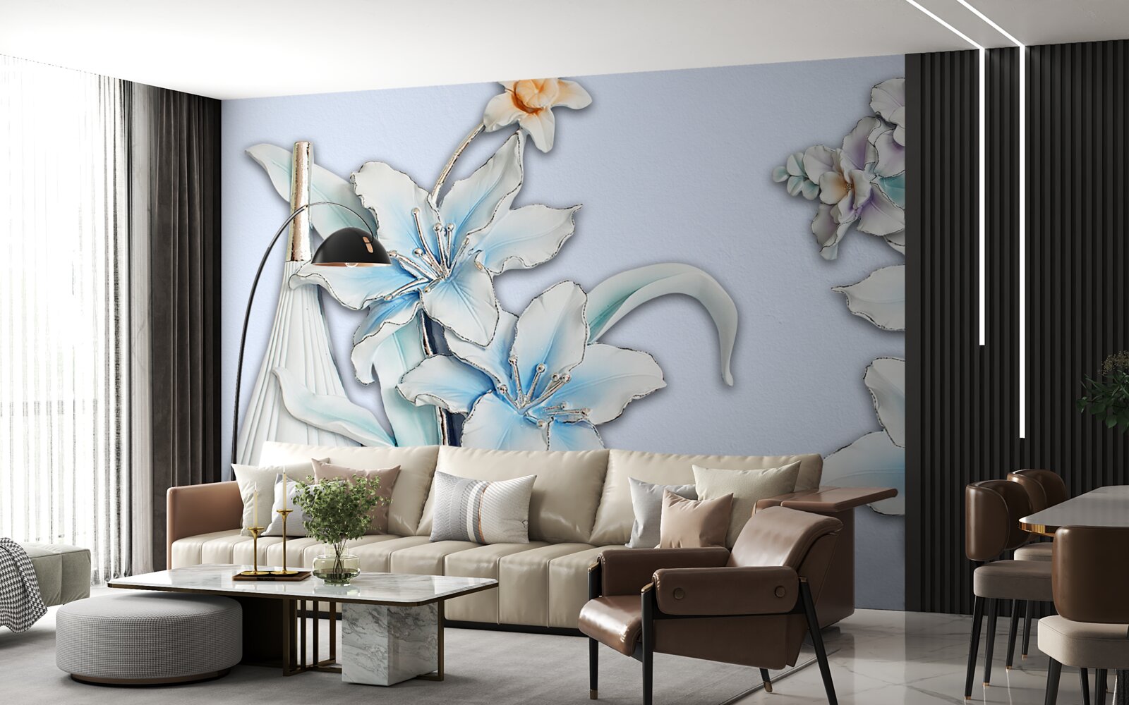 Фотошпалери букет білих і блакитних лілій