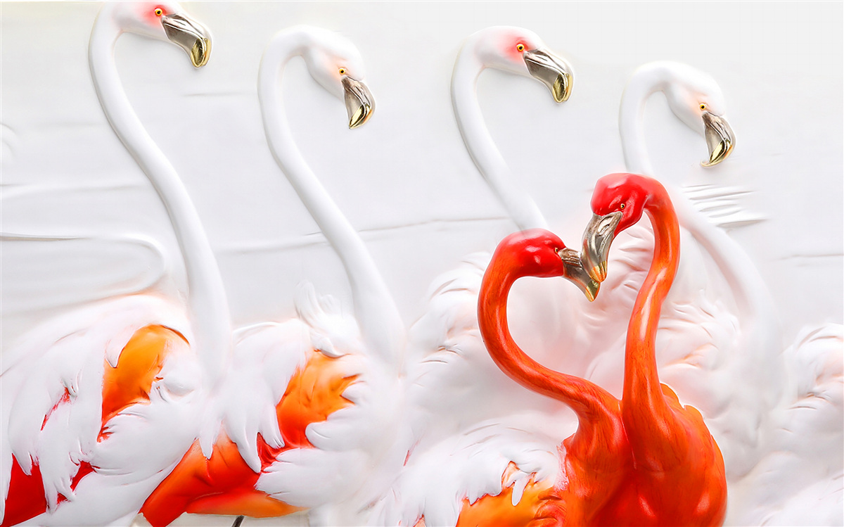 Фотошпалери фламінго у відтінках рожевого та білого