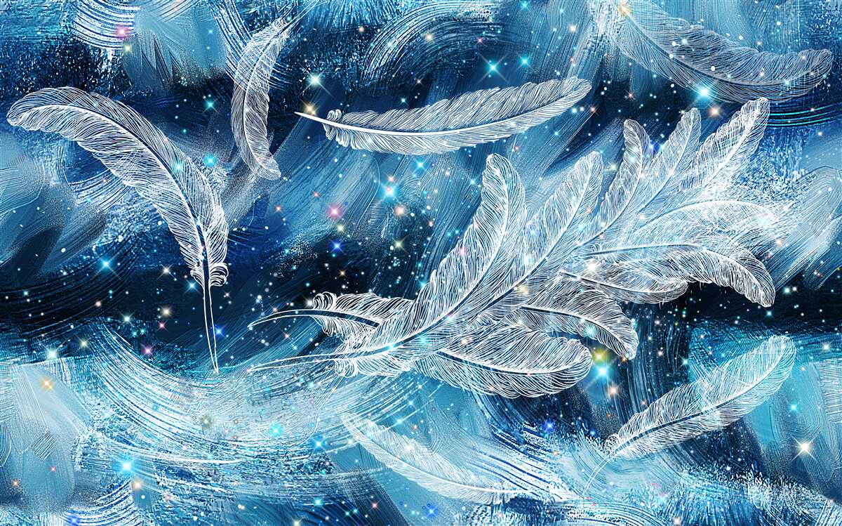 Фотошпалери сильний вітер несе біле пір'я