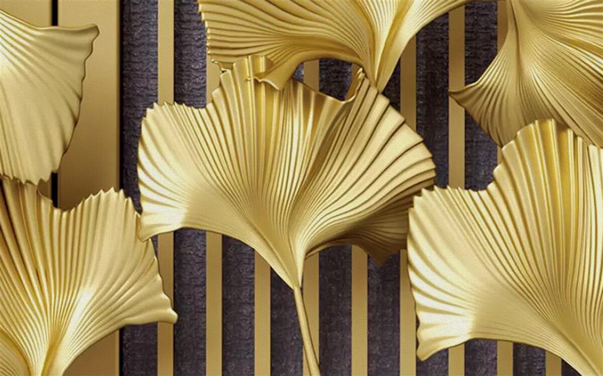 Фотошпалери листя папороті в золоті