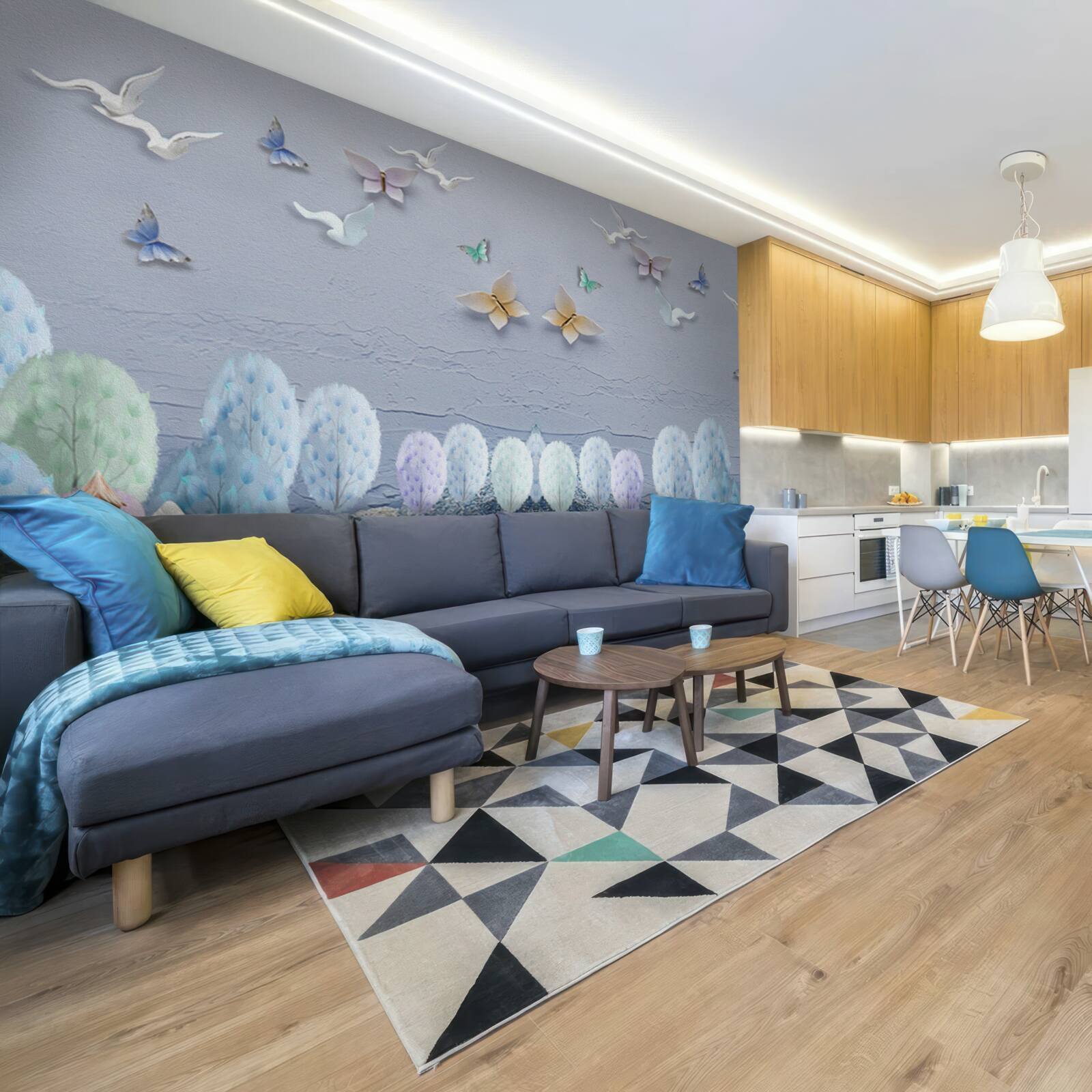 Фотошпалери Ліс восени холодний і насичений кольорами