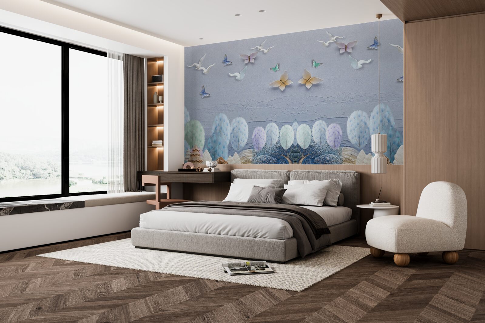 Фотошпалери Ліс восени холодний і насичений кольорами