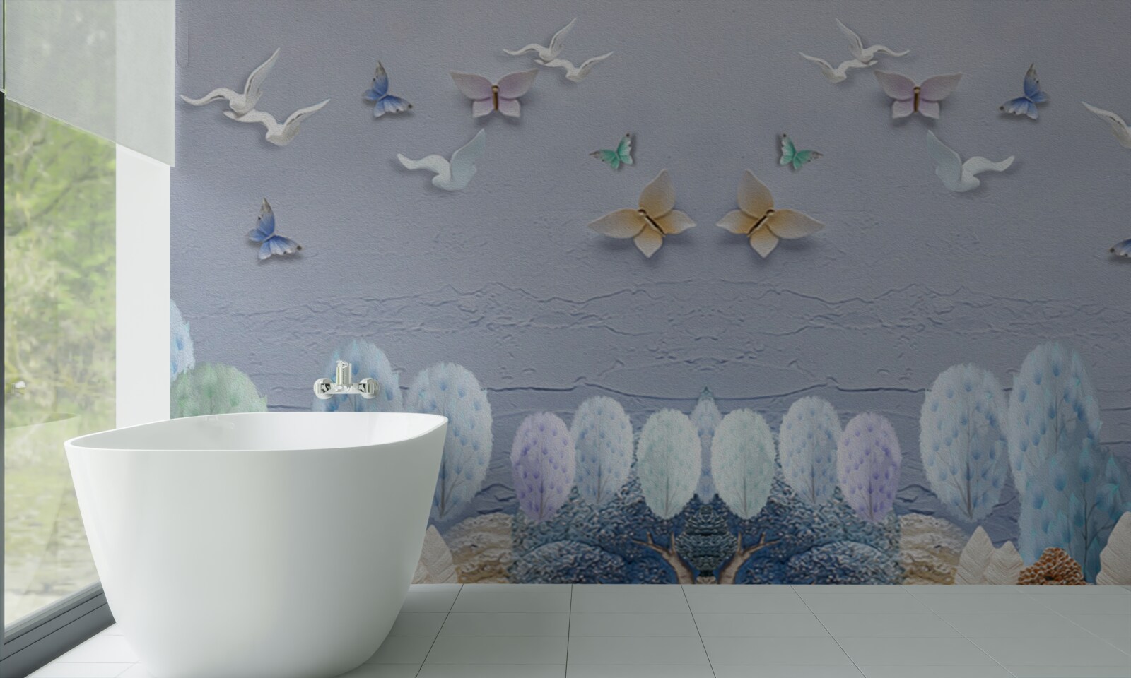 Фотошпалери Ліс восени холодний і насичений кольорами