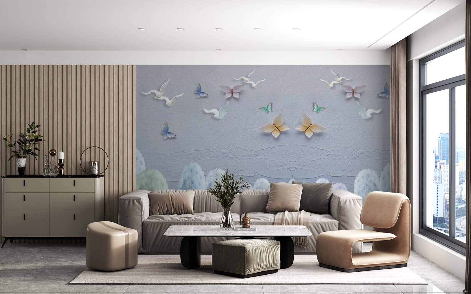 Фотошпалери Ліс восени холодний і насичений кольорами