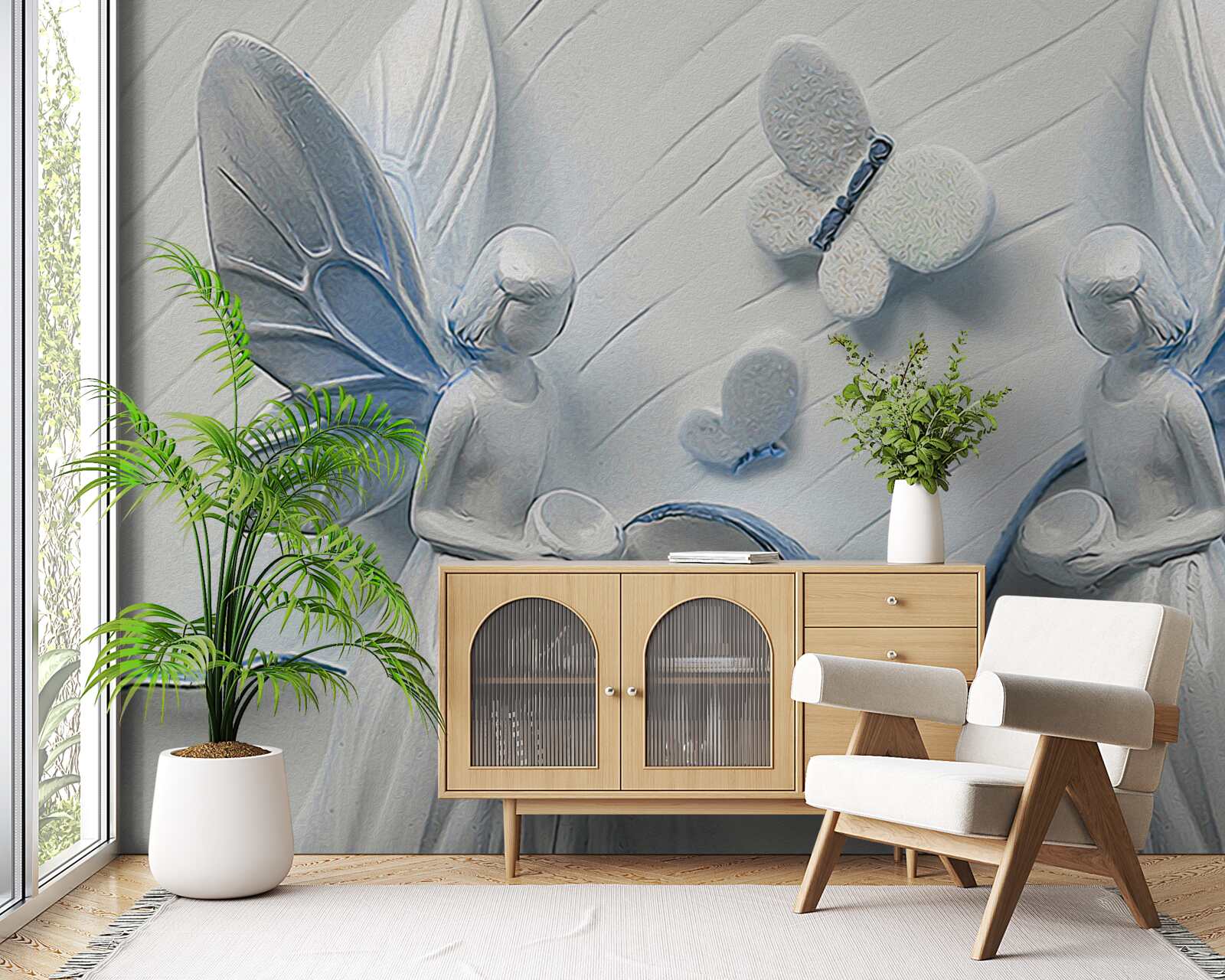 Фотошпалери жінки з крилами метелика