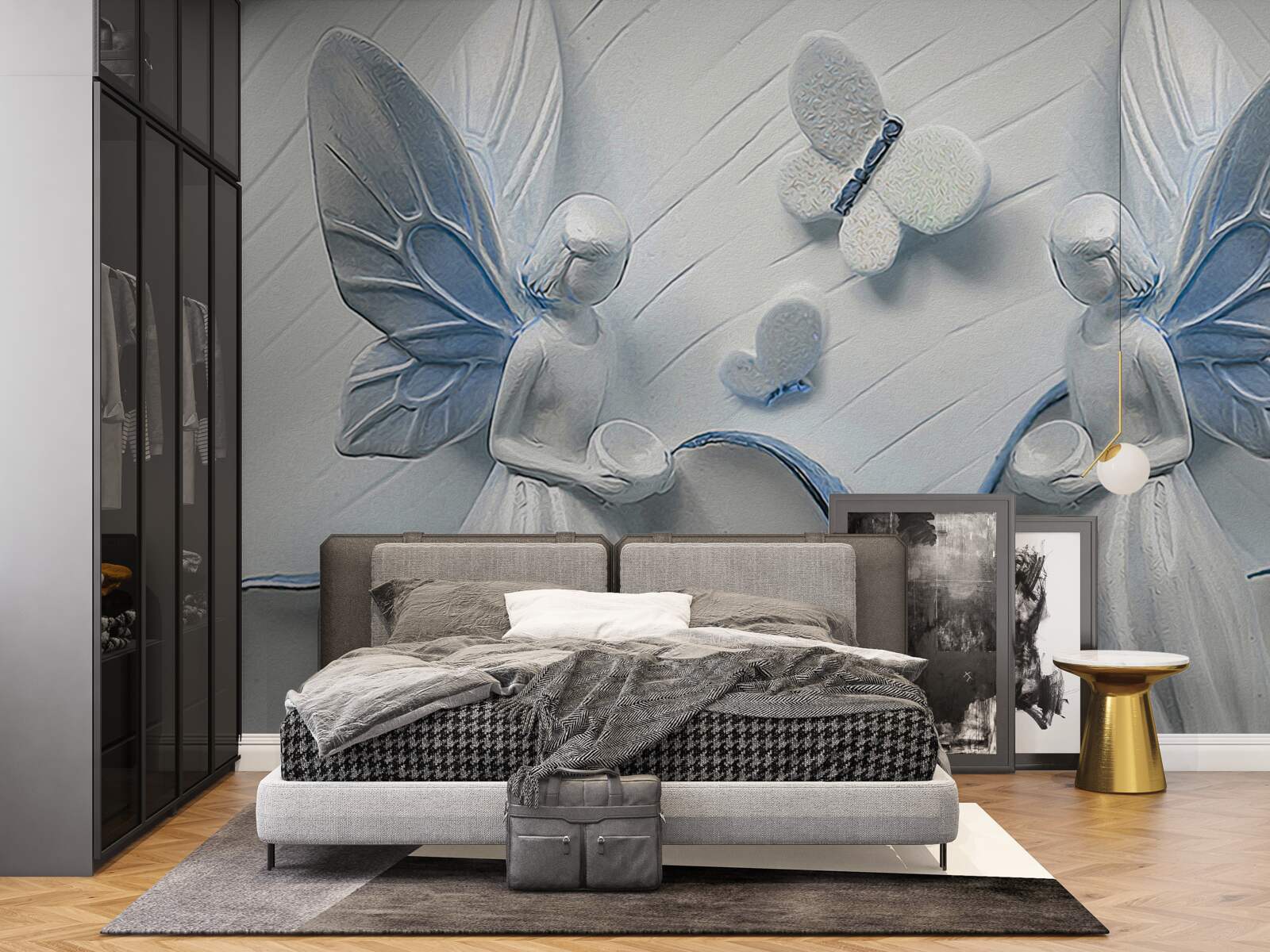 Фотошпалери жінки з крилами метелика