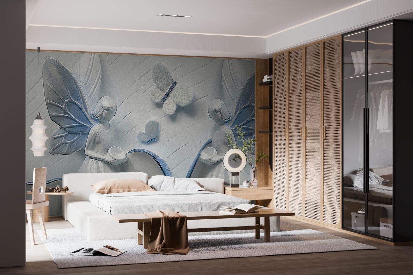 Фотошпалери жінки з крилами метелика