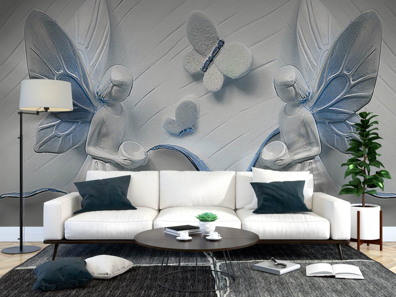 Фотошпалери жінки з крилами метелика