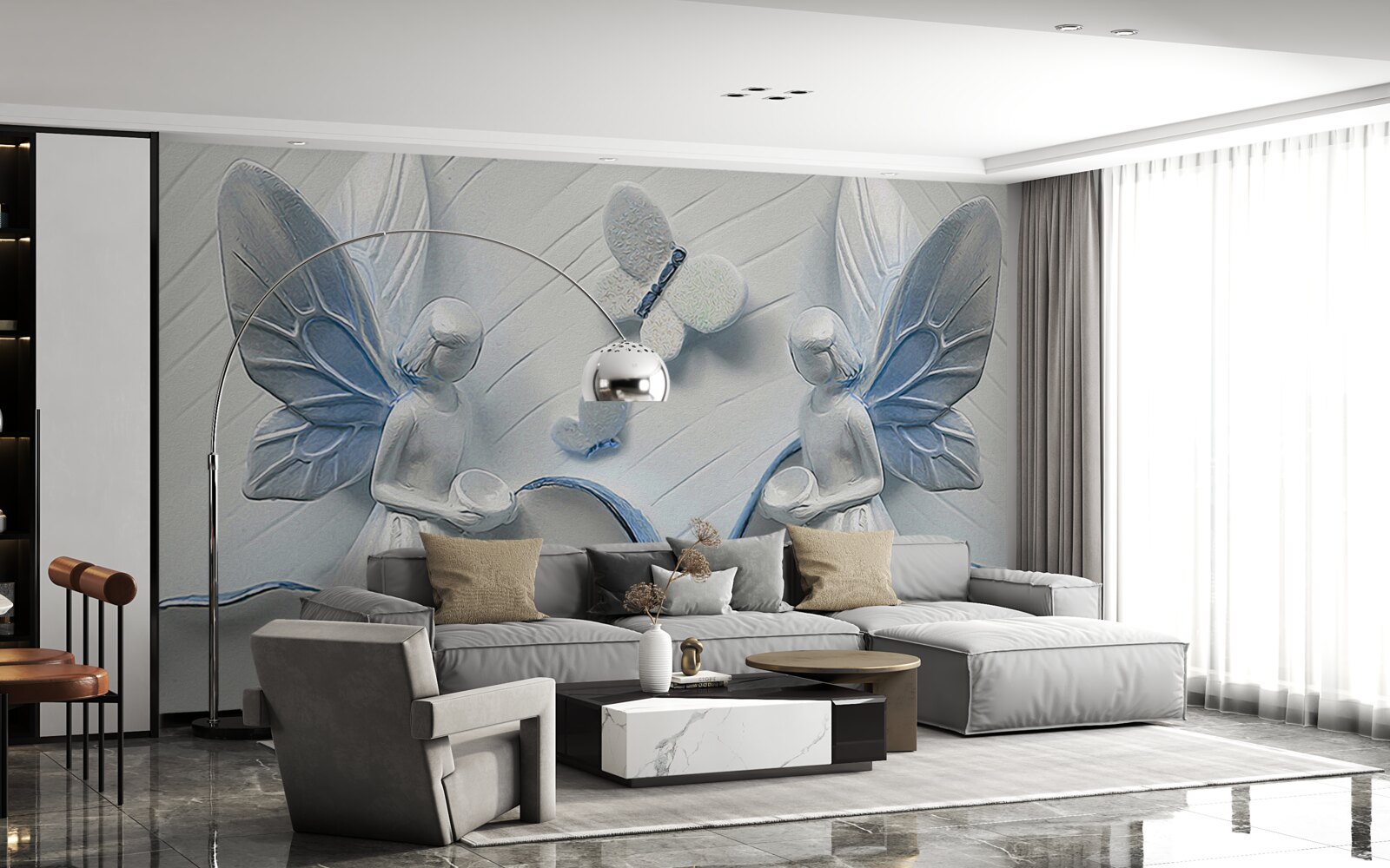 Фотошпалери жінки з крилами метелика