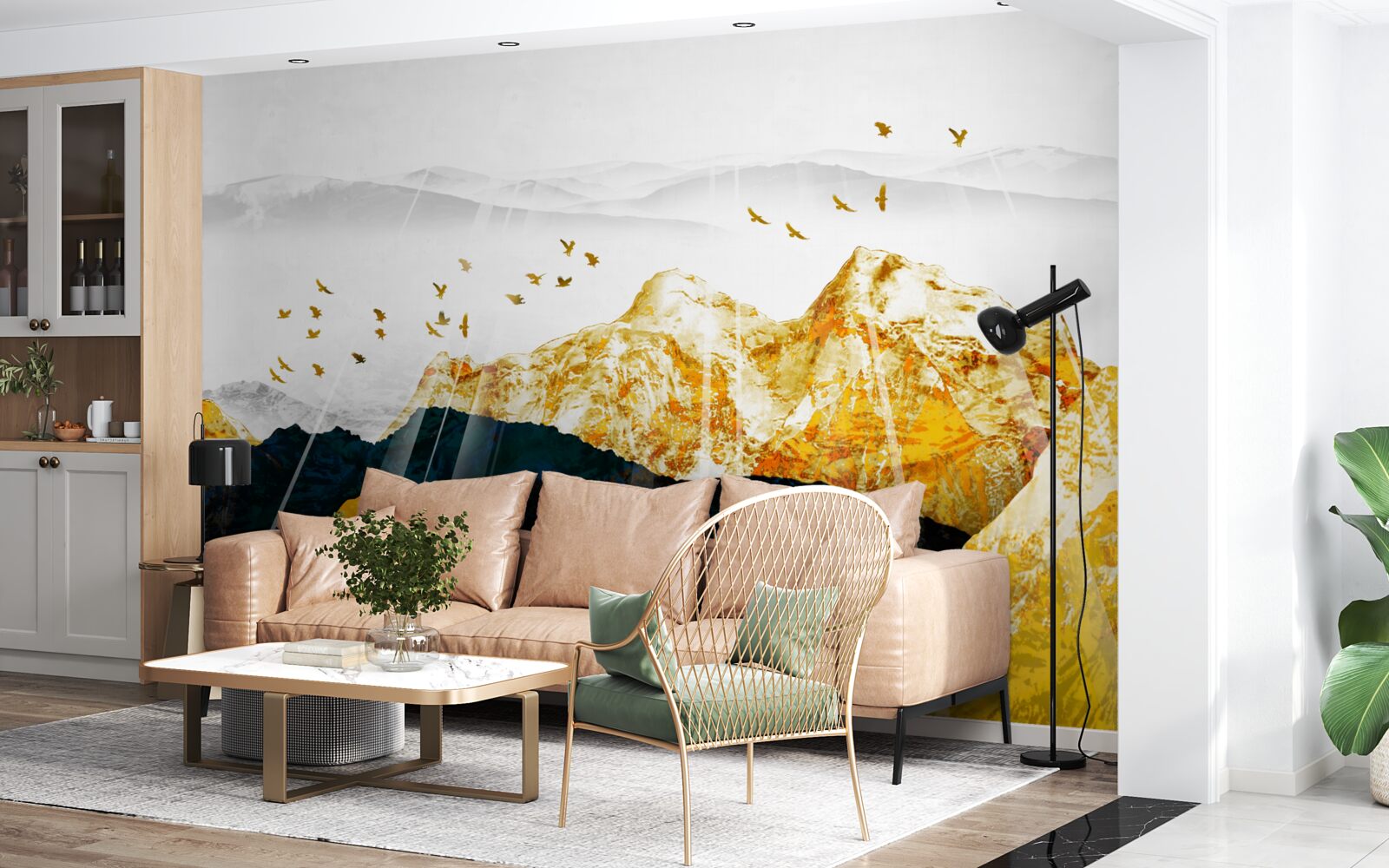 Фотошпалери зображення мінливих ясенів, що освітлюють золотий ліс