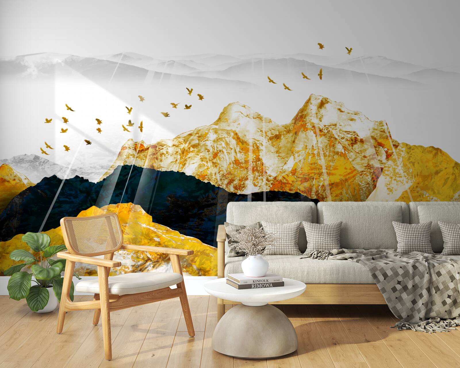 Фотошпалери зображення мінливих ясенів, що освітлюють золотий ліс