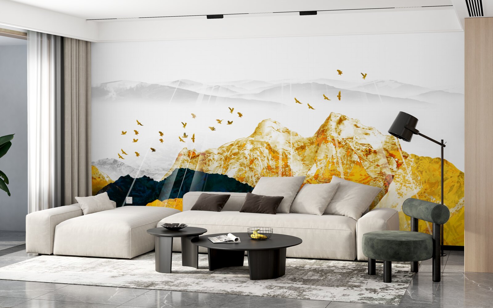 Фотошпалери зображення мінливих ясенів, що освітлюють золотий ліс