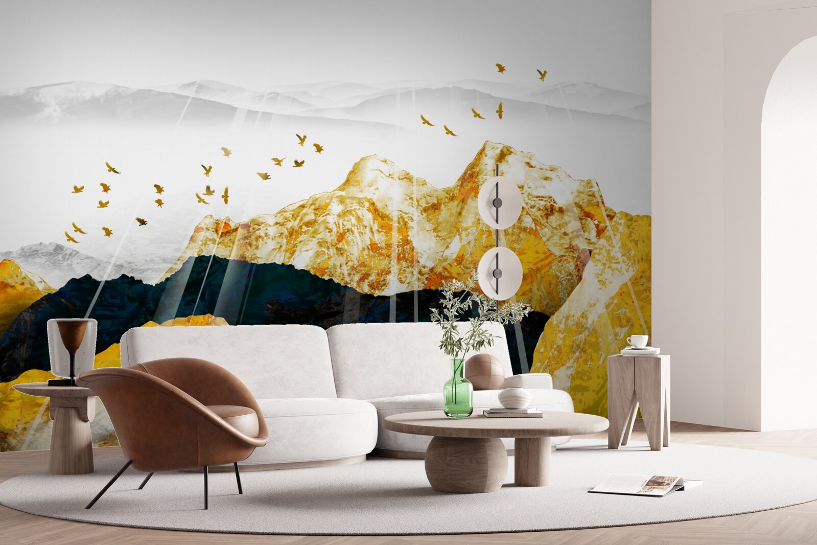 Фотошпалери зображення мінливих ясенів, що освітлюють золотий ліс