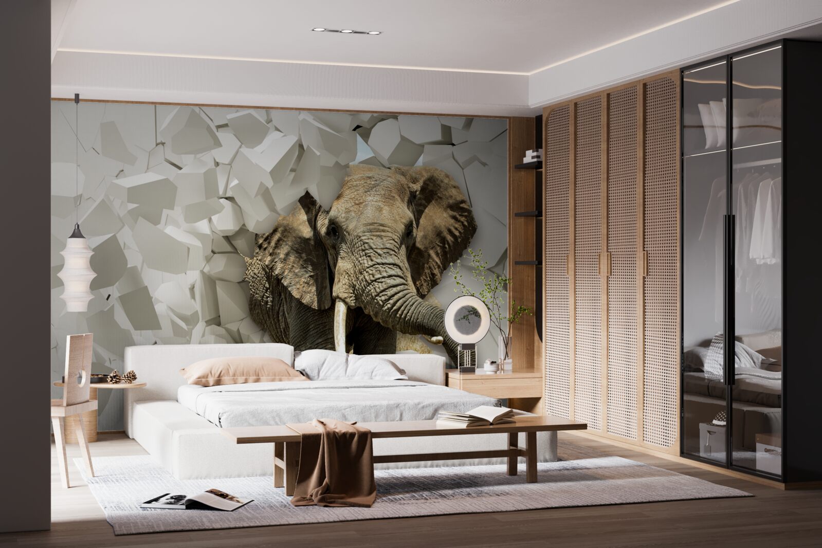 Фотошпалери Стіна, зруйнована слоном