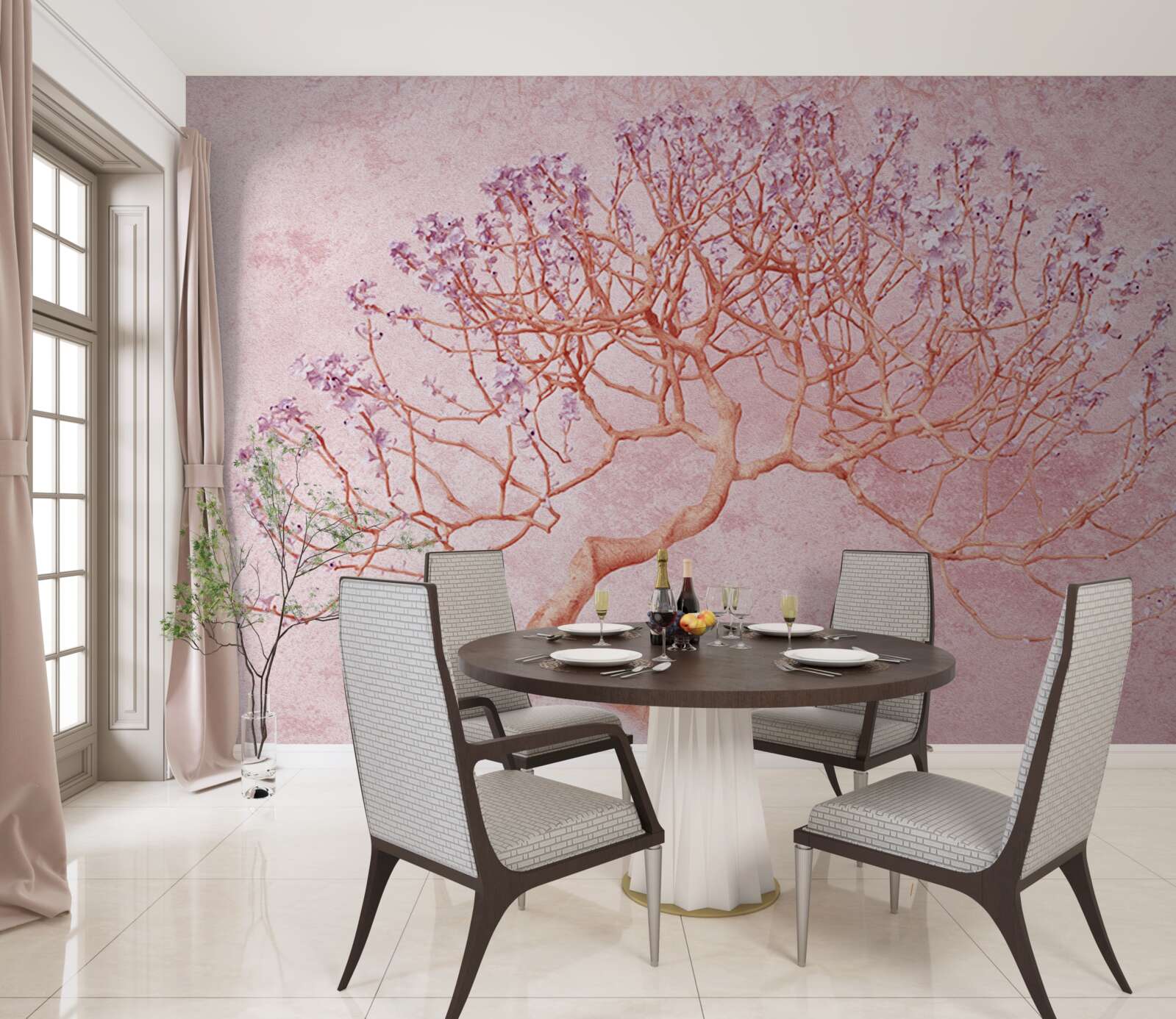 Фотошпалери квітуче дерево з ніжними рожевими квітами