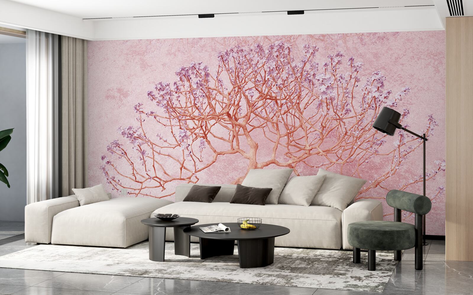 Фотошпалери квітуче дерево з ніжними рожевими квітами