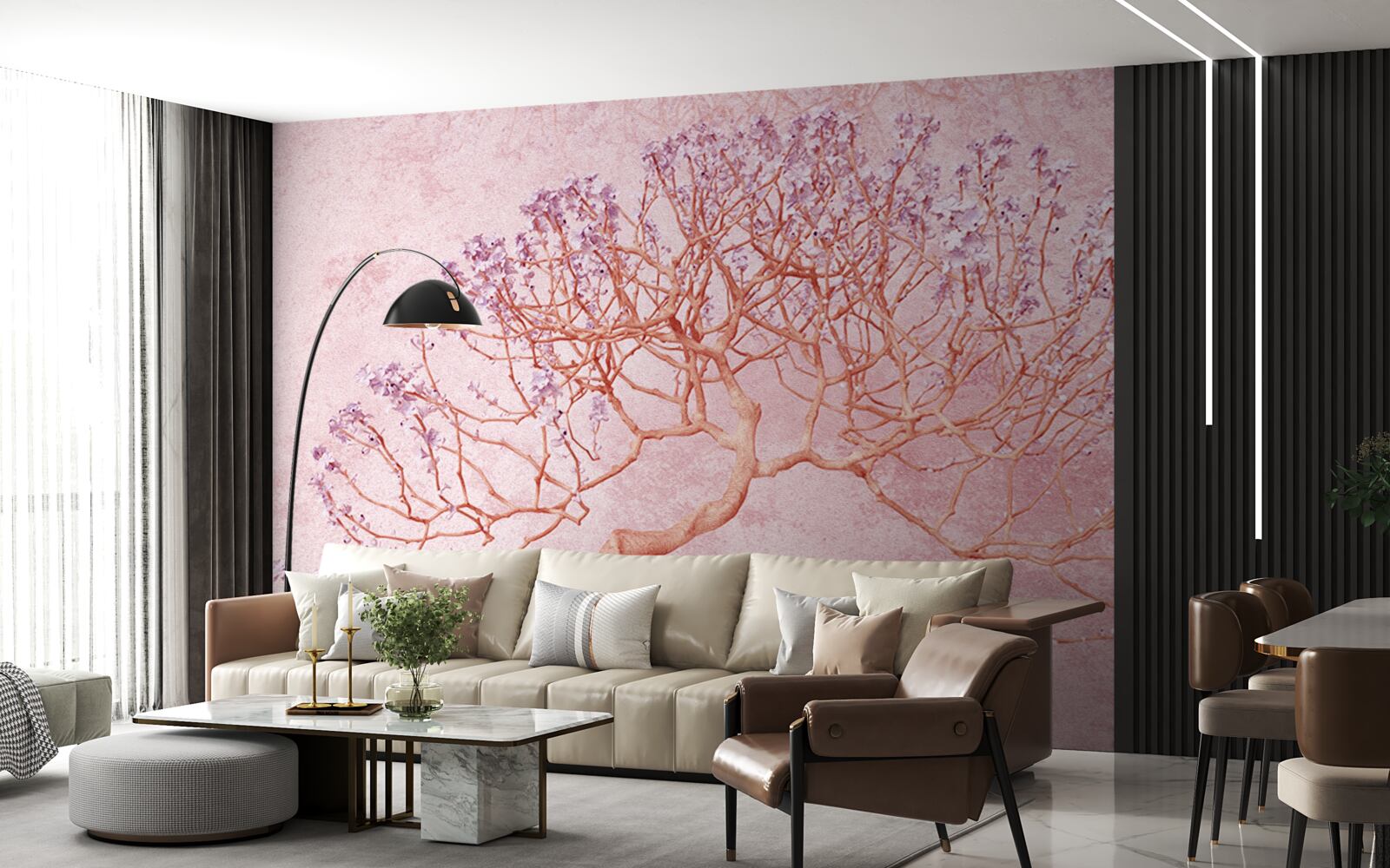 Фотошпалери квітуче дерево з ніжними рожевими квітами