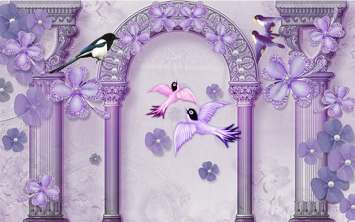 Фотошпалери Квіткова арка у відтінках фіолетового