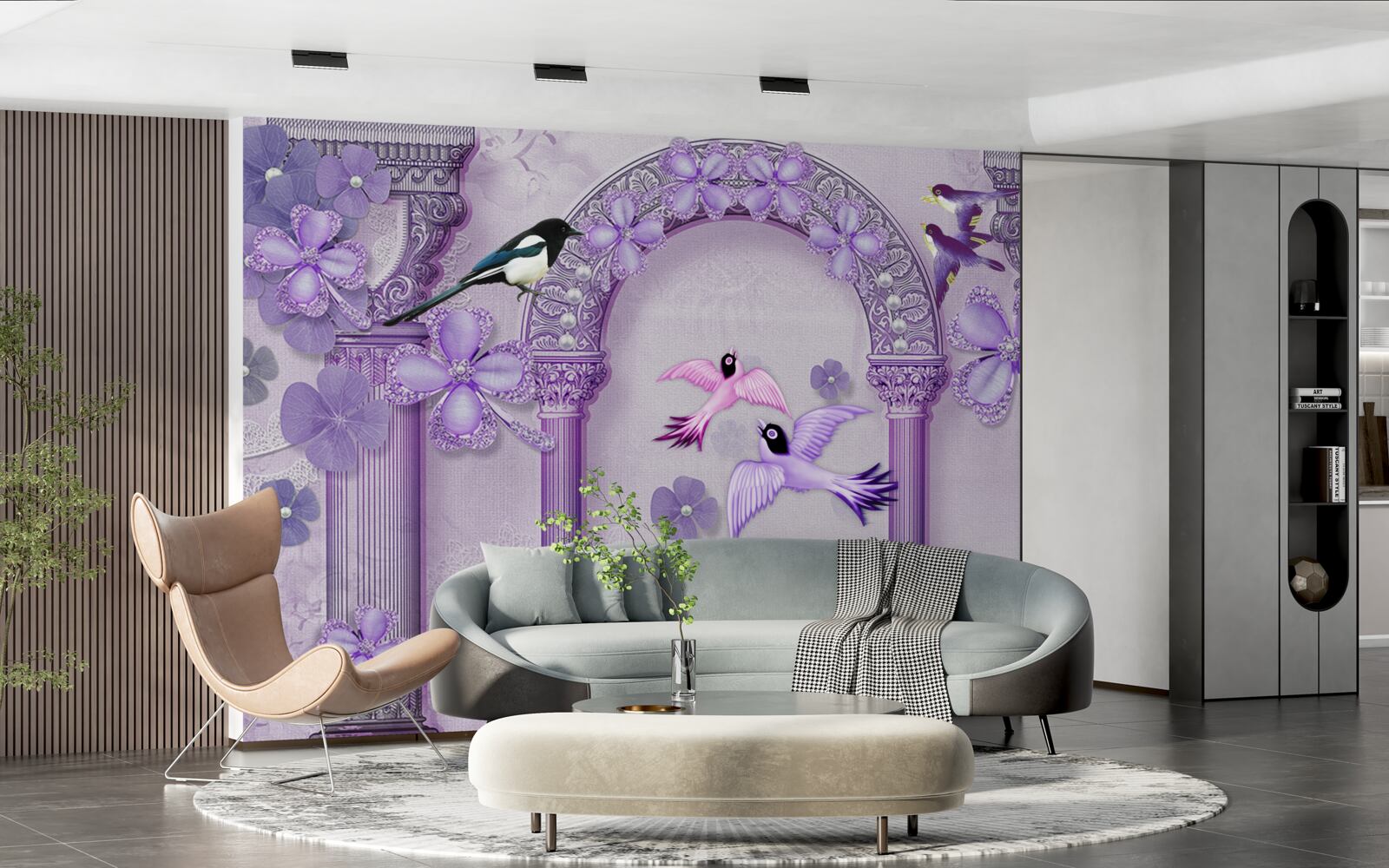 Фотошпалери Квіткова арка у відтінках фіолетового