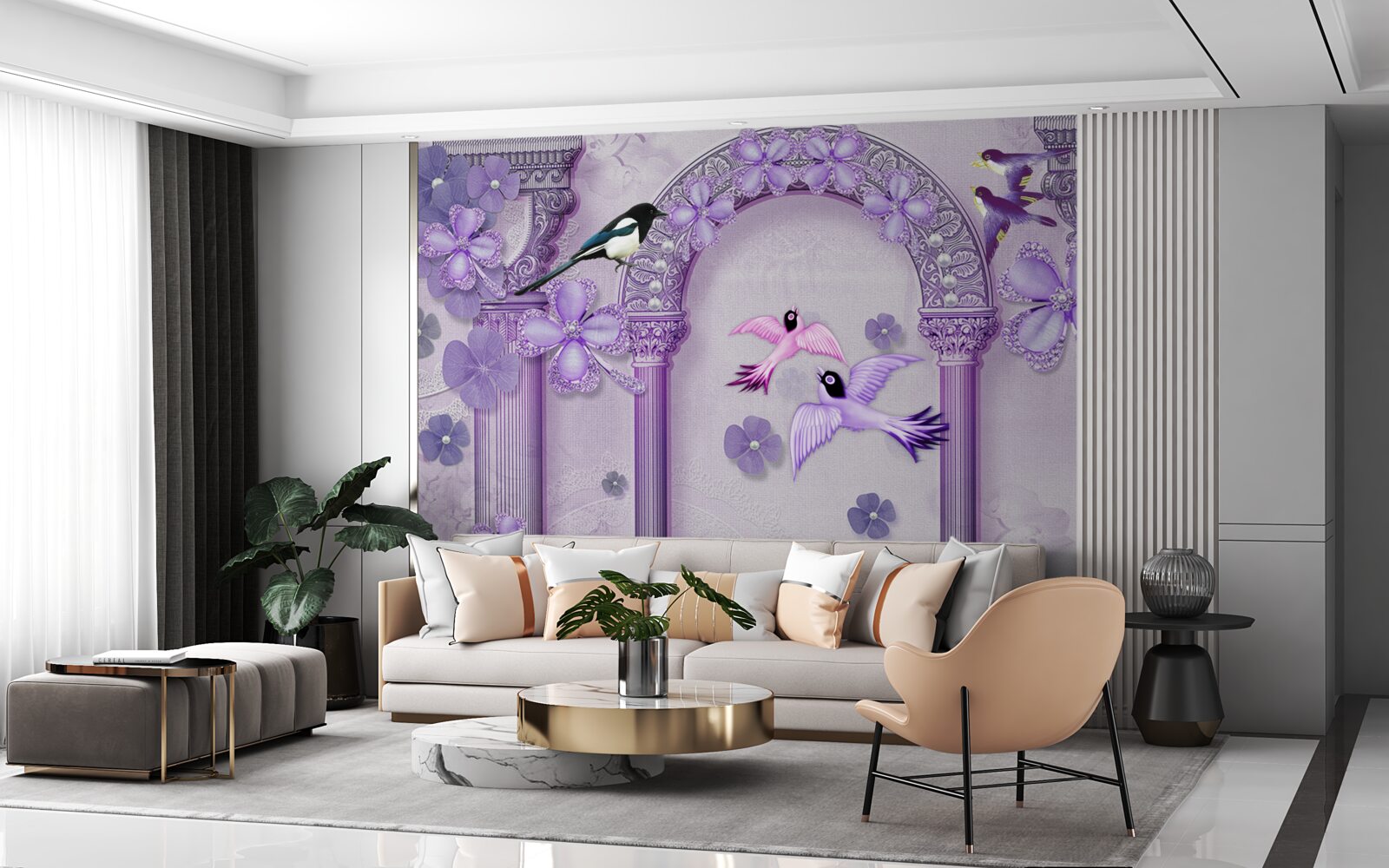 Фотошпалери Квіткова арка у відтінках фіолетового