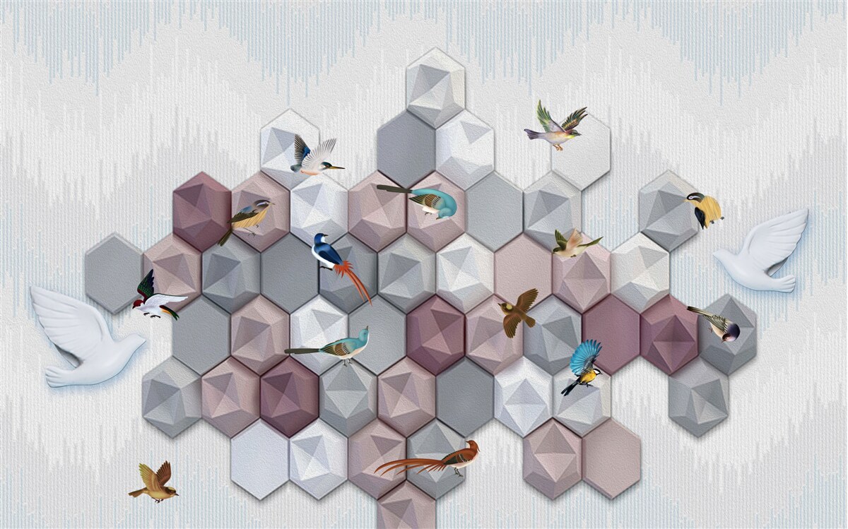 Фотошпалери п'ятикутні частинки