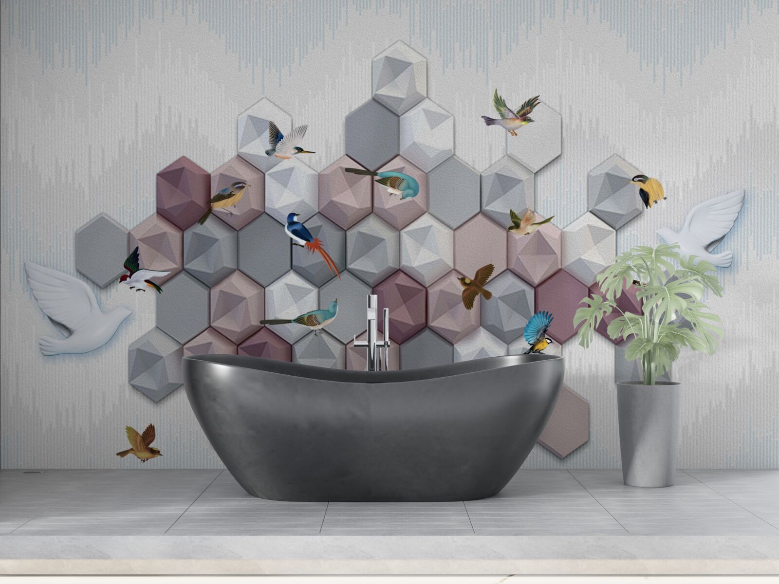 Фотошпалери п'ятикутні частинки