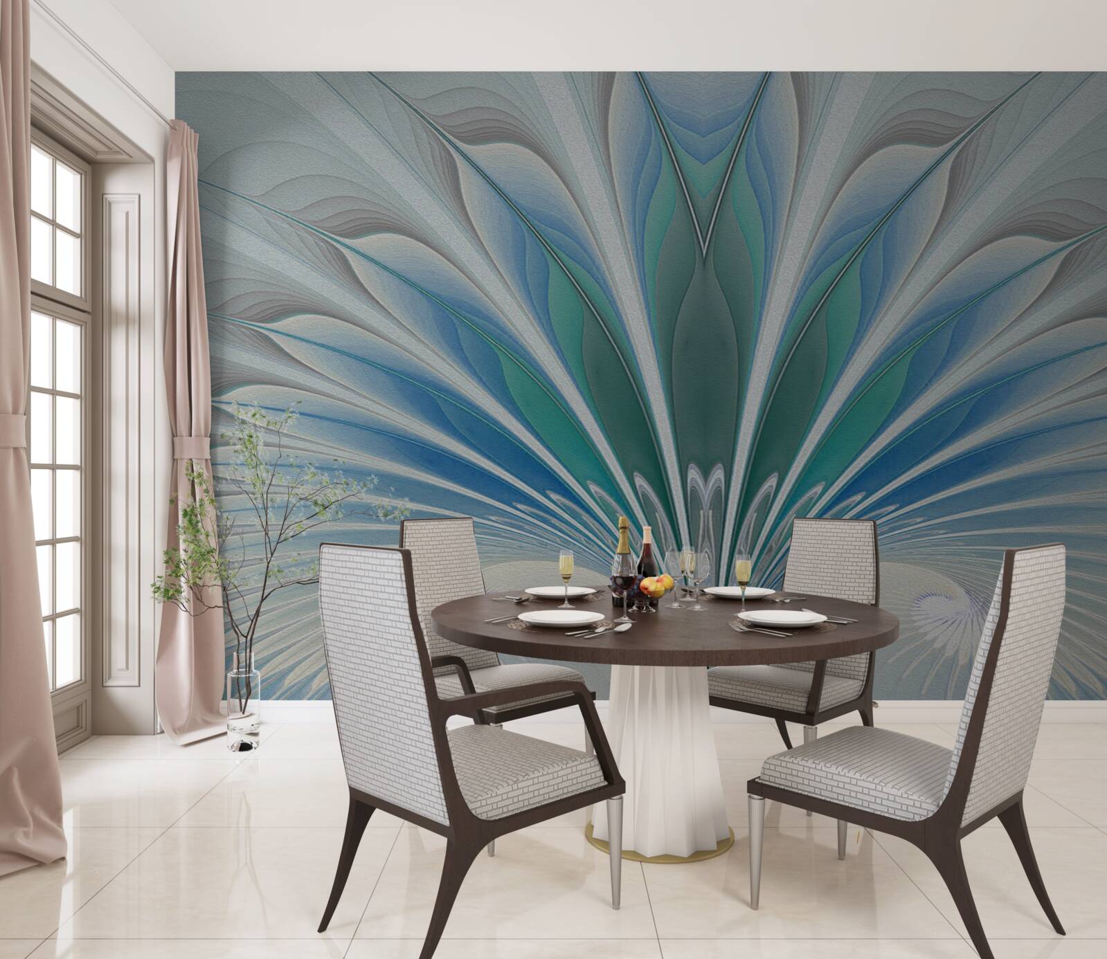 Фотошпалери синє пір'я створює абстракцію