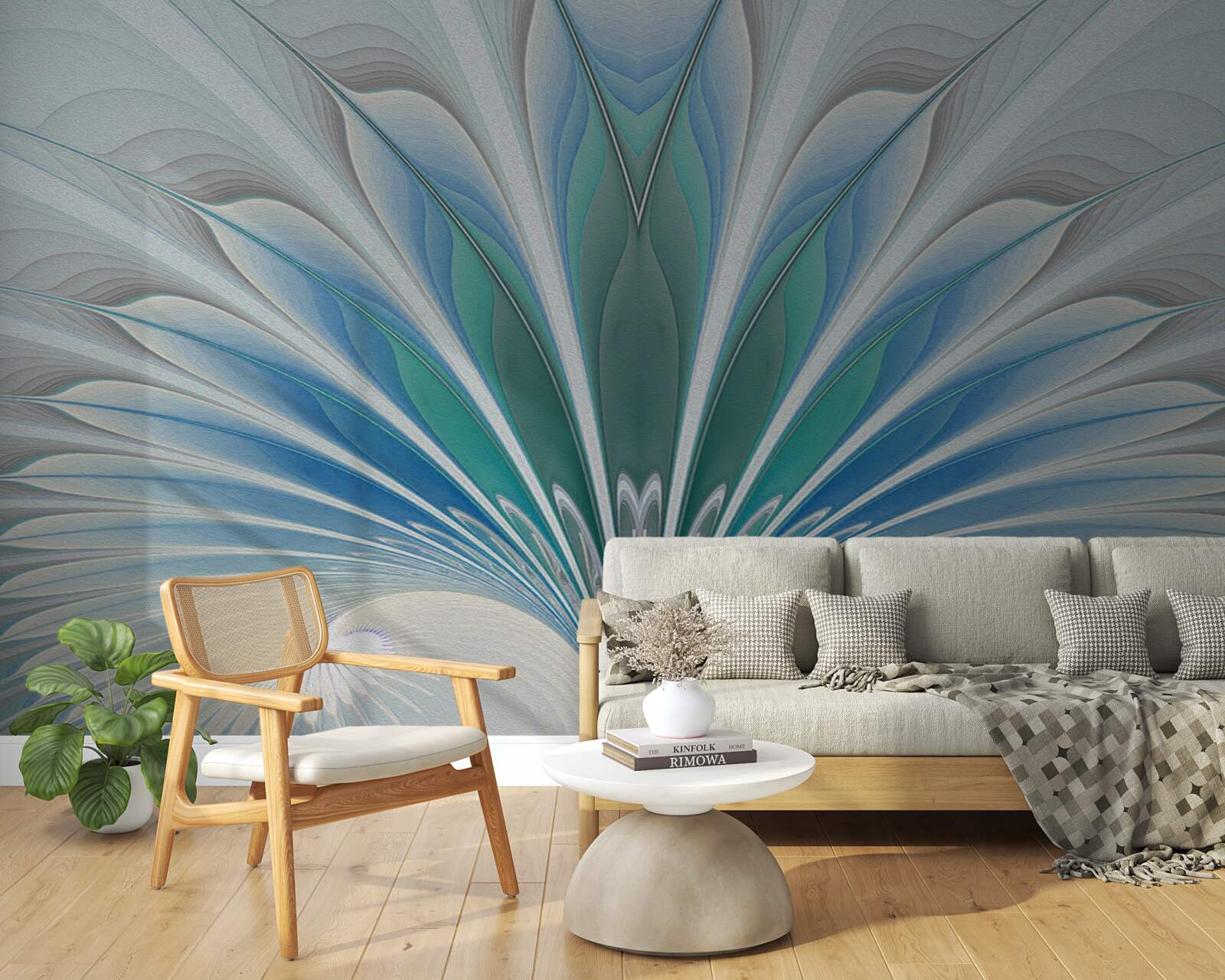 Фотошпалери синє пір'я створює абстракцію